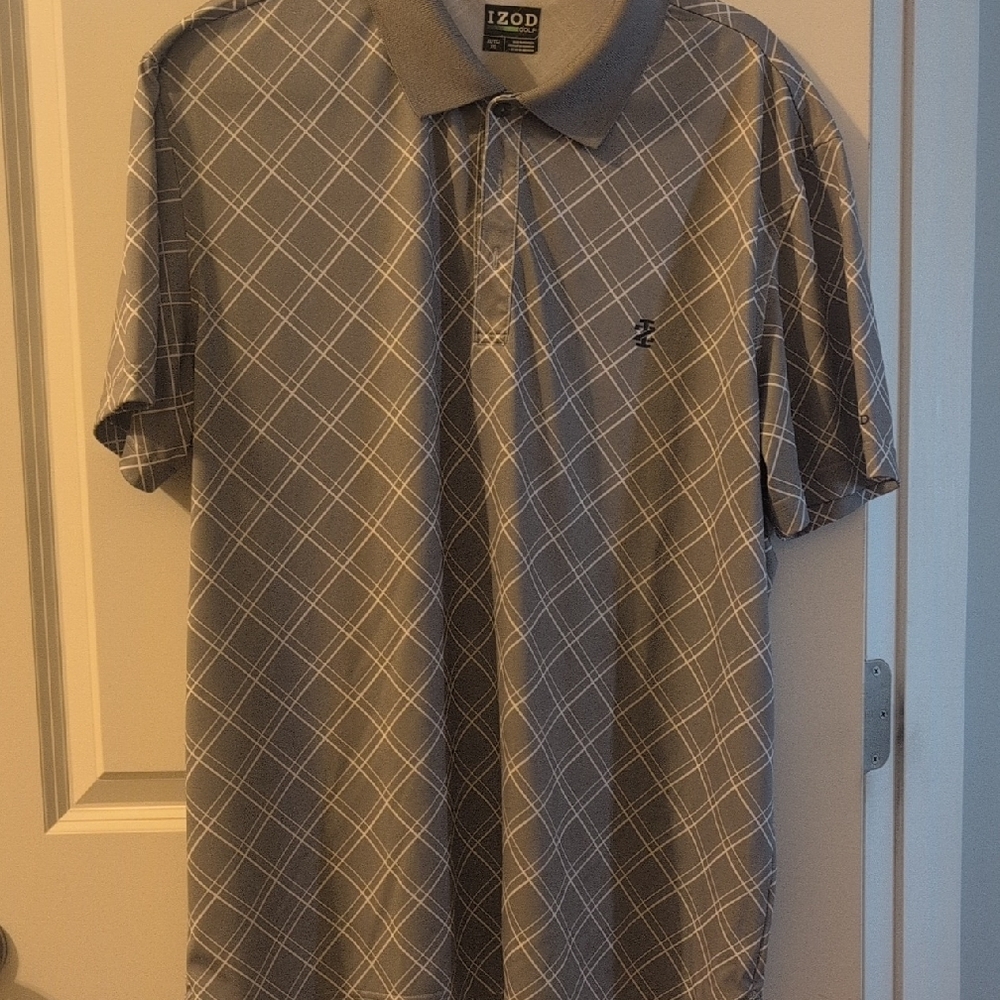 IZOD Men's Polo Shirt in Gray with White Pattern